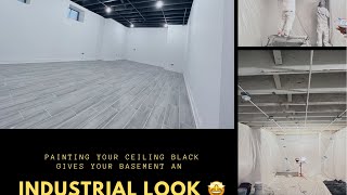 Painting your ceiling black gives your basement an industrial look 🥰