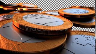 Motion Graphics Euro Coins Falling