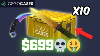 Opening 10 KNIFE Cases At Csgocases.com! (BROKE)