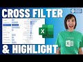 Cross Filter and Highlight Excel Charts like Power BI