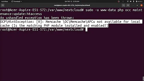 Memcache \OC\Memcache\APCu not available (Is the matching PHP module installed and enabled?)