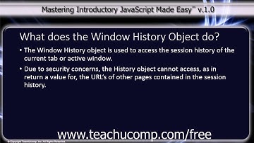 JavaScript Training Tutorial What Does the Window History Object Do?