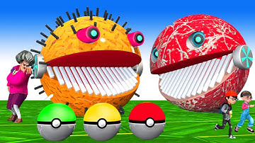 ROBOT PACMAN VS MS PACMAN VS PACMAN MONSTER IN POKEMON A NEW BATTLE BETWEEN ROBOTS #pacman #2024