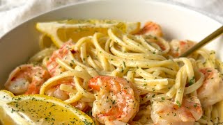15 minute Creamy Lemon Shrimp Pasta in a Wine & Butter Sauce #shorts #pasta image