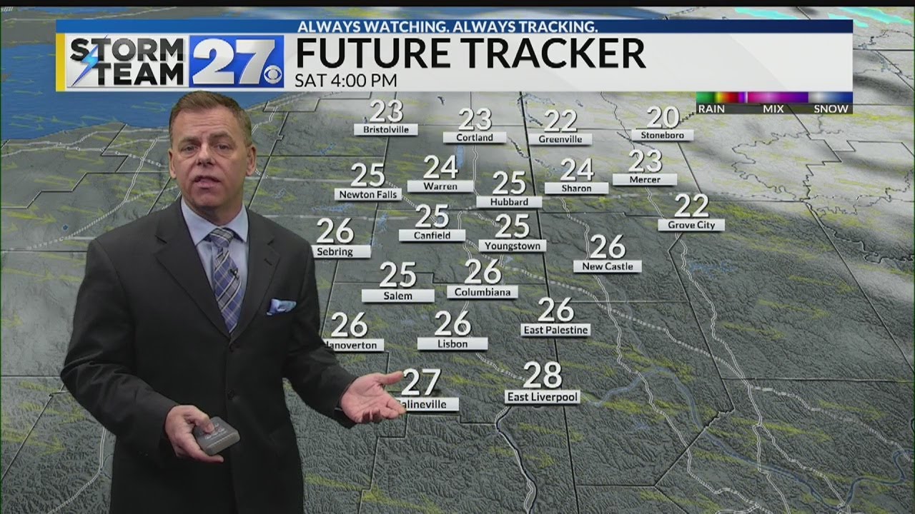 Cold with early snow showers Saturday - YouTube