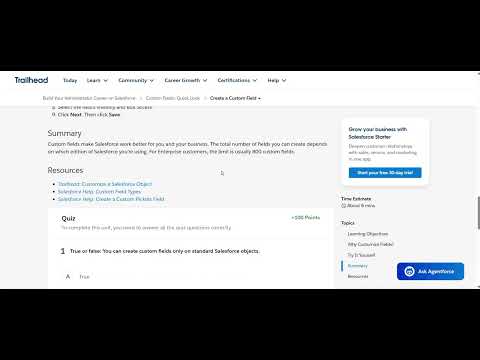 Create a Custom Field in Salesforce | Trailhead Solution 2026 #Salesforce #trailhead