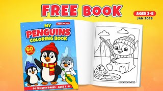 Free Penguin Coloring Book For Kids Printable PDF Book of the Month