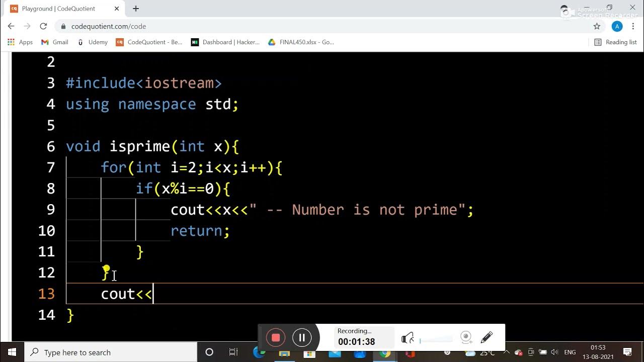 C++ Program to check whether the given number is prime or not || c++ ...