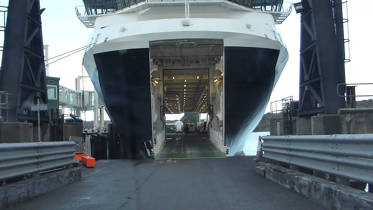 Boarding Caledonian MacBrayne MV Loch Seaforth car deck at Stornoway Ferry Terminal