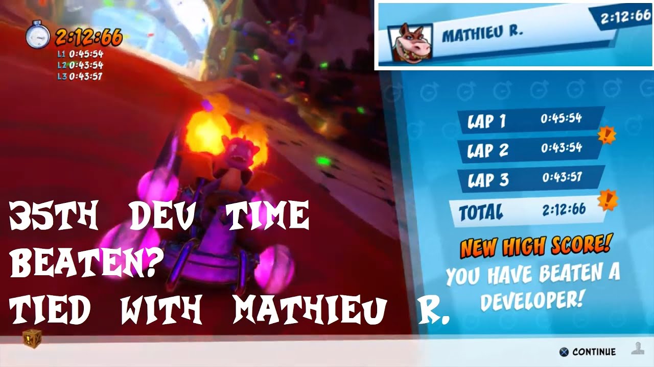 CTR Nitro-Fueled - 35th Dev time beaten? Tied with Mathieu R.- Spyro ...