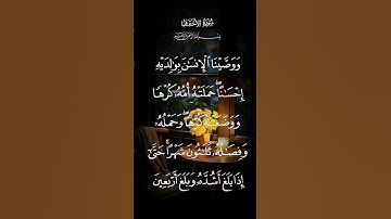 سورة الأحقاف ووصينا الإنسان والديه إحسانا حملته أمه كرها ووضعته كرها الاية ١٥