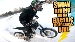 INSANE SNOW RIDING ON MY ELECTRIC MOTOCROSS MTB HYBRID - FLAT OUT SHREDDING!