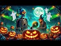 Spooky Halloween Night Jazz 🎃 Skeleton DJ & Pumpkin Witch Halloween Party Under the Full Moon