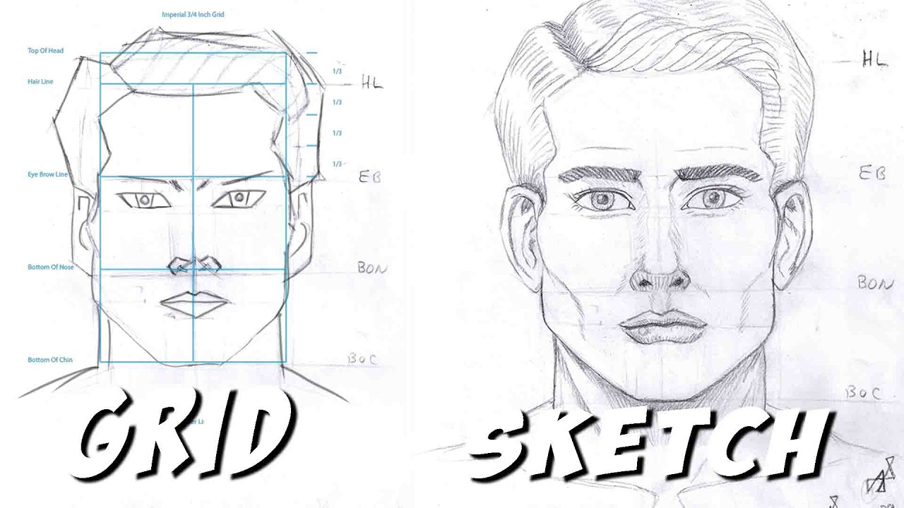 How to Draw a Face Using a Simple Grid (Perfect Proportions)