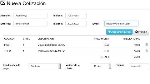 Cotizador de Productos con PHP 5.6, MySQL y Bootstrap 3