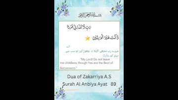 سوره انبیاء | آیه 89 | دعاهای قرآنی