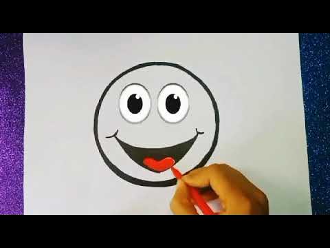 Smiley face emoji drawingππ Easy drawing for kids l step by step - YouTube