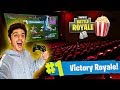 I Won a Game of FORTNITE in a MOVIE THEATER!! (Craziest Experience EVER)