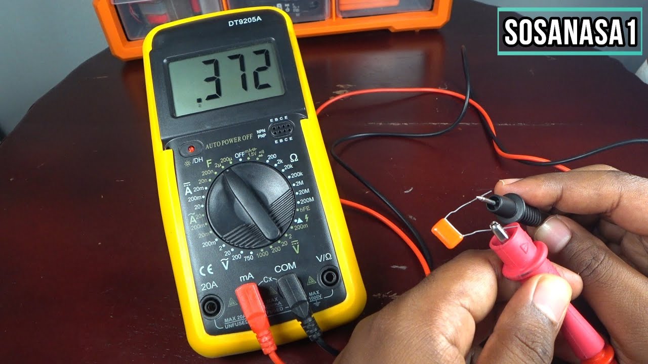 how to test and measure a polyester`s capacitor using this digital