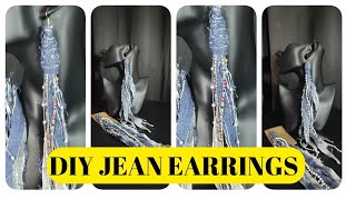 DIY Blue Jean Denim Earrings #diyjeanearrings #jeanearrings