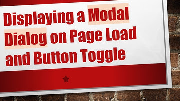 Displaying a Modal Dialog on Page Load and Button Toggle