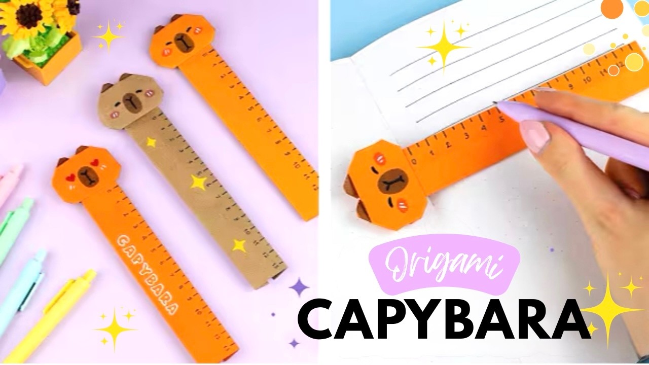 Origami ruler Capybara | How to make paper bookmark - YouTube