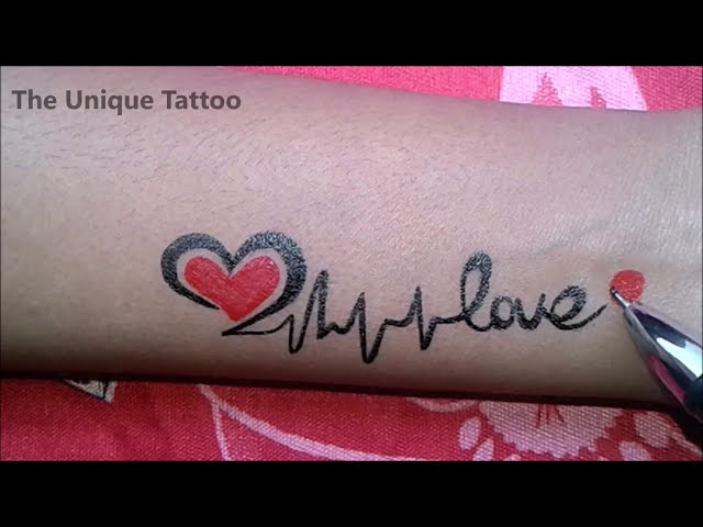 Simple heartbeat tattoo|Dil wala tattoo|how to make heart shape tattoo|simple  tattoo|tattoo design - YouTube