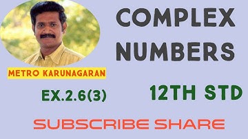 12th Std Maths Ex.2.6(3) Obtain Cartesian Equation (i) [Re (iz)]^2 = 3 (ii) Im[(1-i)z+1]=0 (iii) |z+