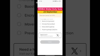 XENEA Wallet Quiz Answer Today ✅ | 23 September | Daily Rewards 🚀 | #shorts