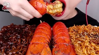 أصوات الأكل سمك ماكولات بحرية اندومي  أتحداك ما تجوع    موكبانغ SEAFOOD ASMR #129