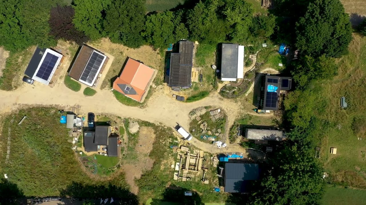 tiny house community op de bees gezien vanuit de lucht