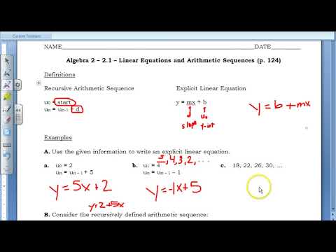Algebra 2 - 3.1 - Linear Equations and Arithmetic Sequences - YouTube