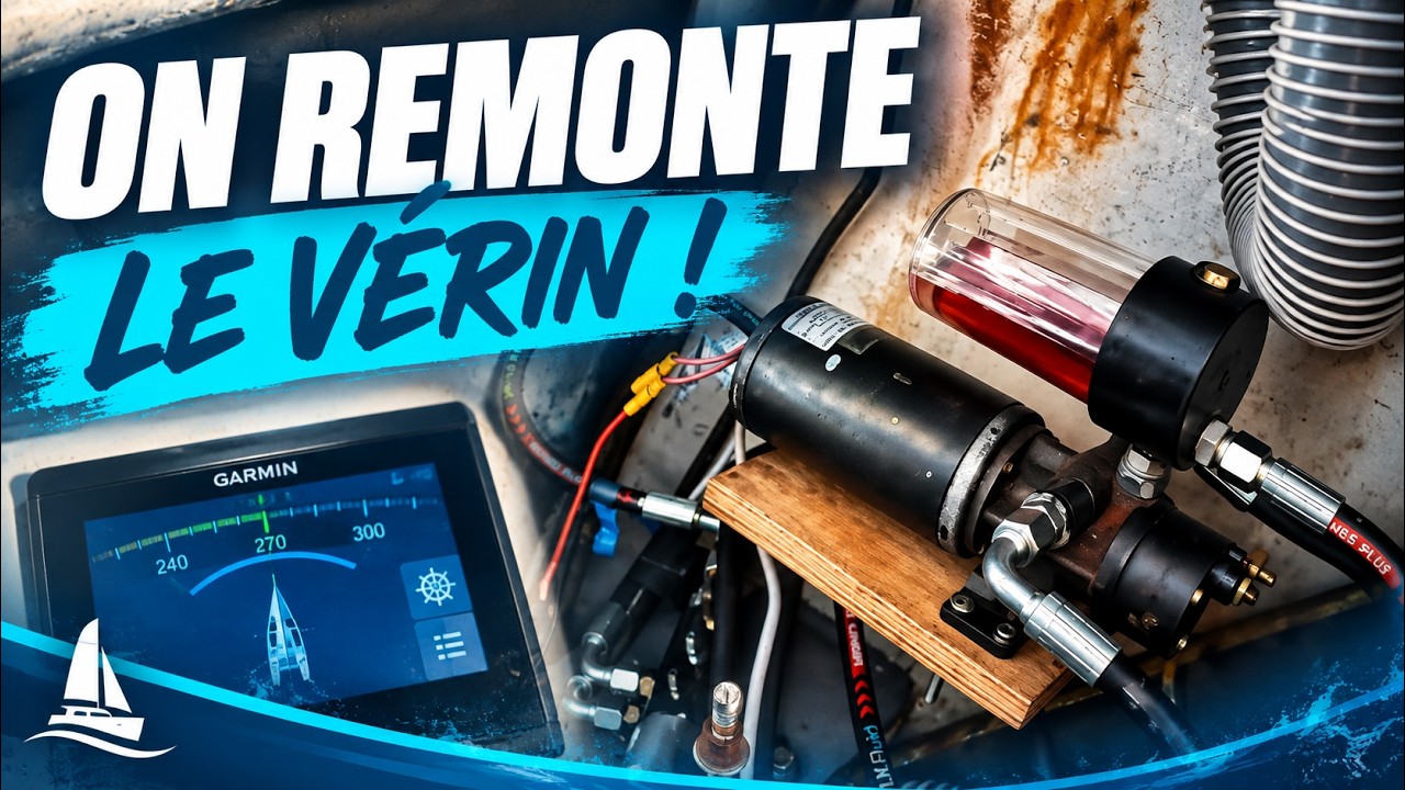 ⁣On remonte enfin le vérin du PILOTE AUTOMATIQUE ! - EP 95 - Catamaran Salinas