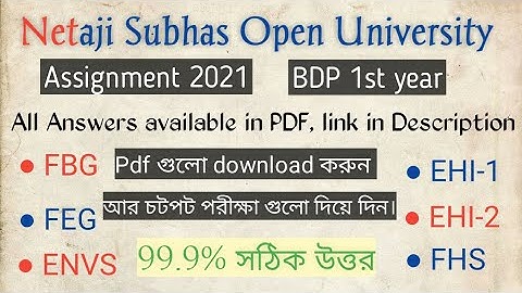 NSOU Assignment answer 2021 | Live || EHI1 || EHI2 || FBG || FEG || FHS || ENVS || All in Pdf format