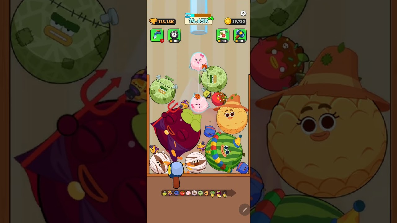 The longest Fruits Clash match I've ever played! 🍓 Insane fruit merges! #pzgameszone #pzgames #trend