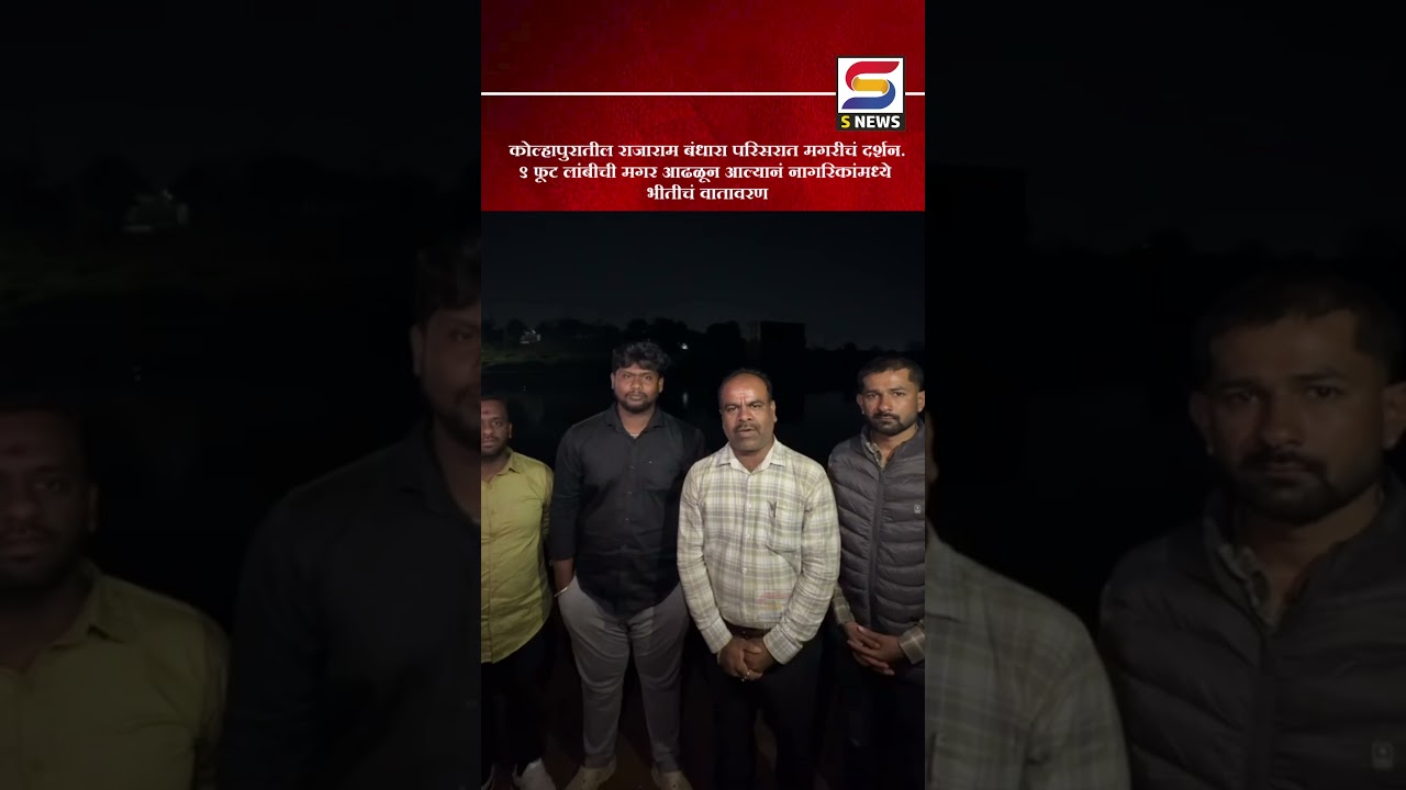 राजाराम बंधारा परिसरात मगरीचं दर्शन.9 फूट लांबीची मगर आढळून आल्यानं नागरिकांमध्ये भीतीचं वातावरण