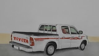 رسم سيارة تويوتا ( HILUX 2013 ) || toyota car drawing