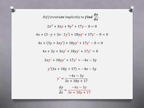 Implicit Differentiation Homework