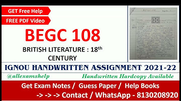 BEGC 108 Solved Assignment 2021-22 | BEGC 108 Handwritten pdf | In English | 2021-22