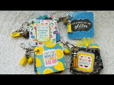 One Sheet Wonder: Day 7, 2 Keychains from one 12x12, Keychain Mini Albums, Craft Fair Idea!!