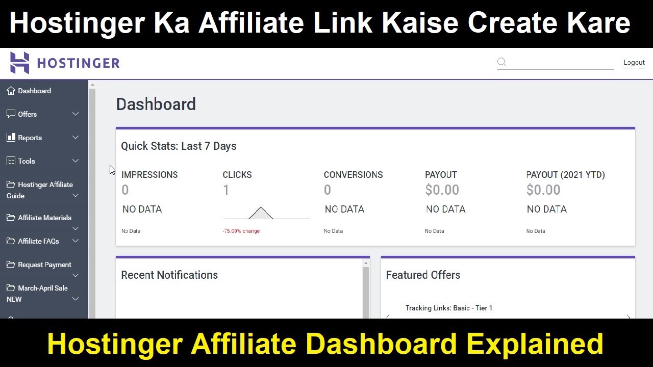 How To Generate Or Create The Affiliate Link Of Hostinger l Hostinger