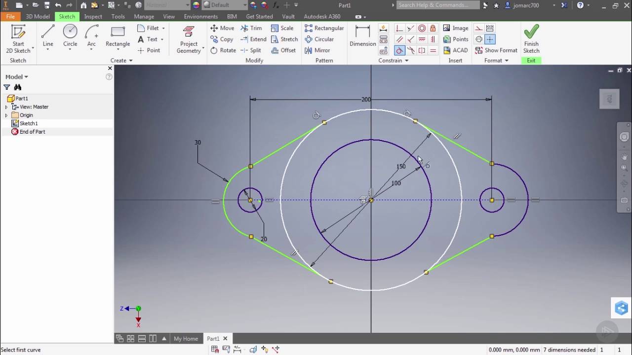 Autodesk Inventor Parts Tutorial Begin a 3D Sketch for Part Design