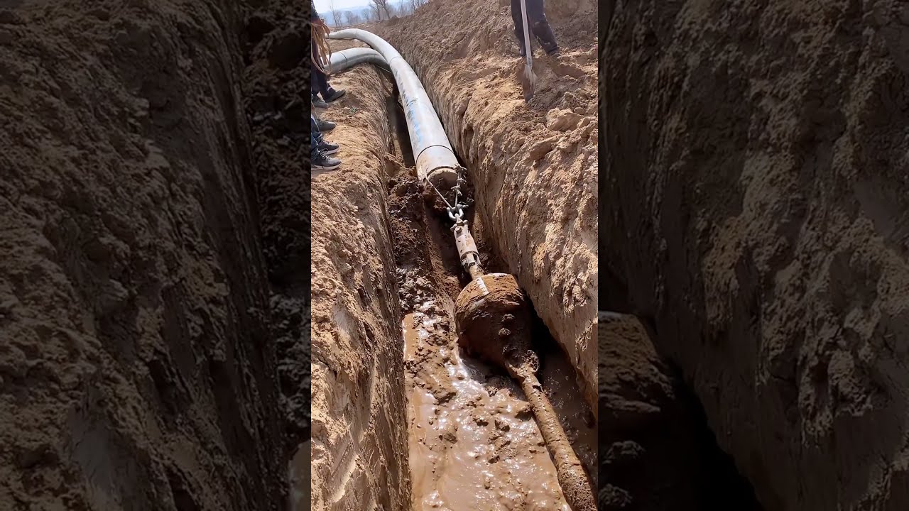 Underground Pipe Insertion Process Good Tools And Machinery Make Work Easy