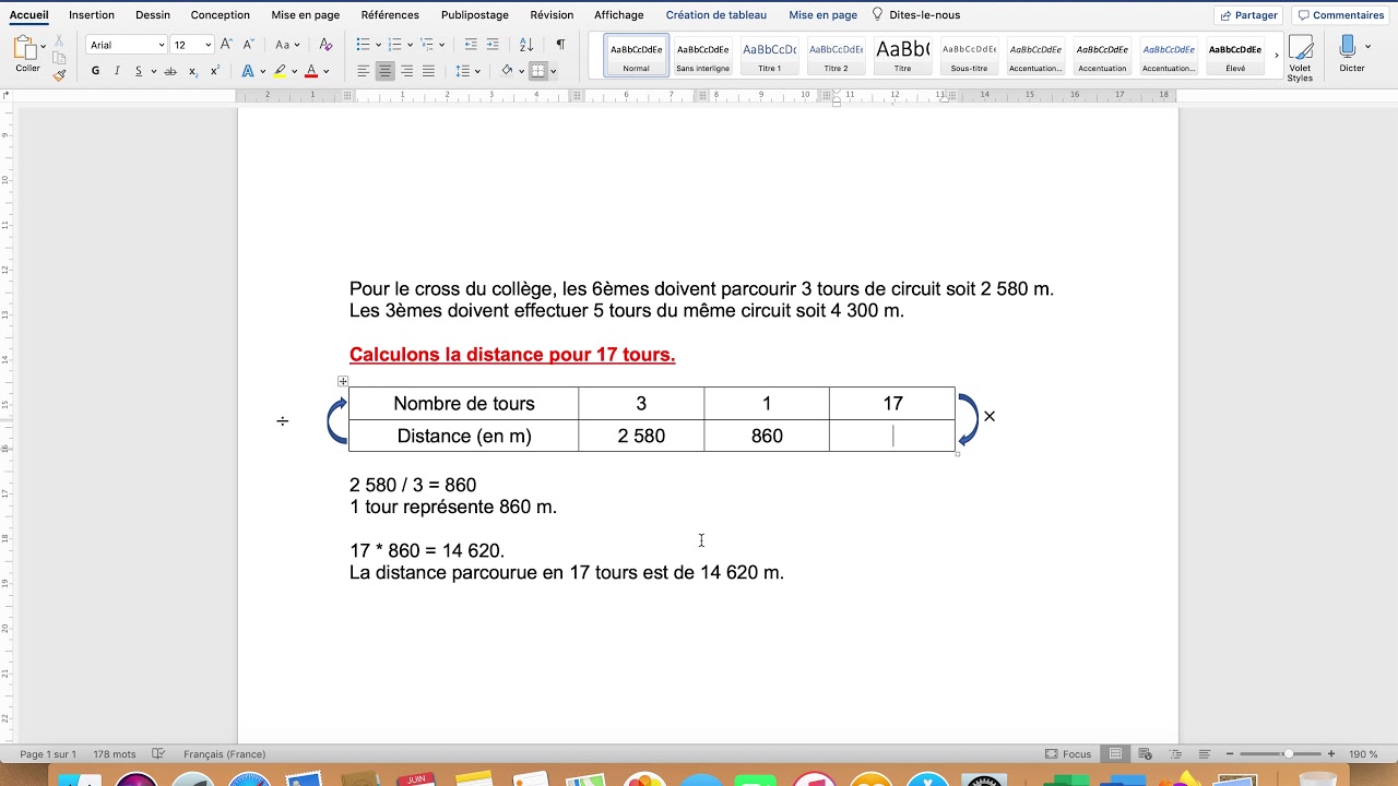 Calculer une 4ème proportionnelle : Passage par l'unité - 6ème