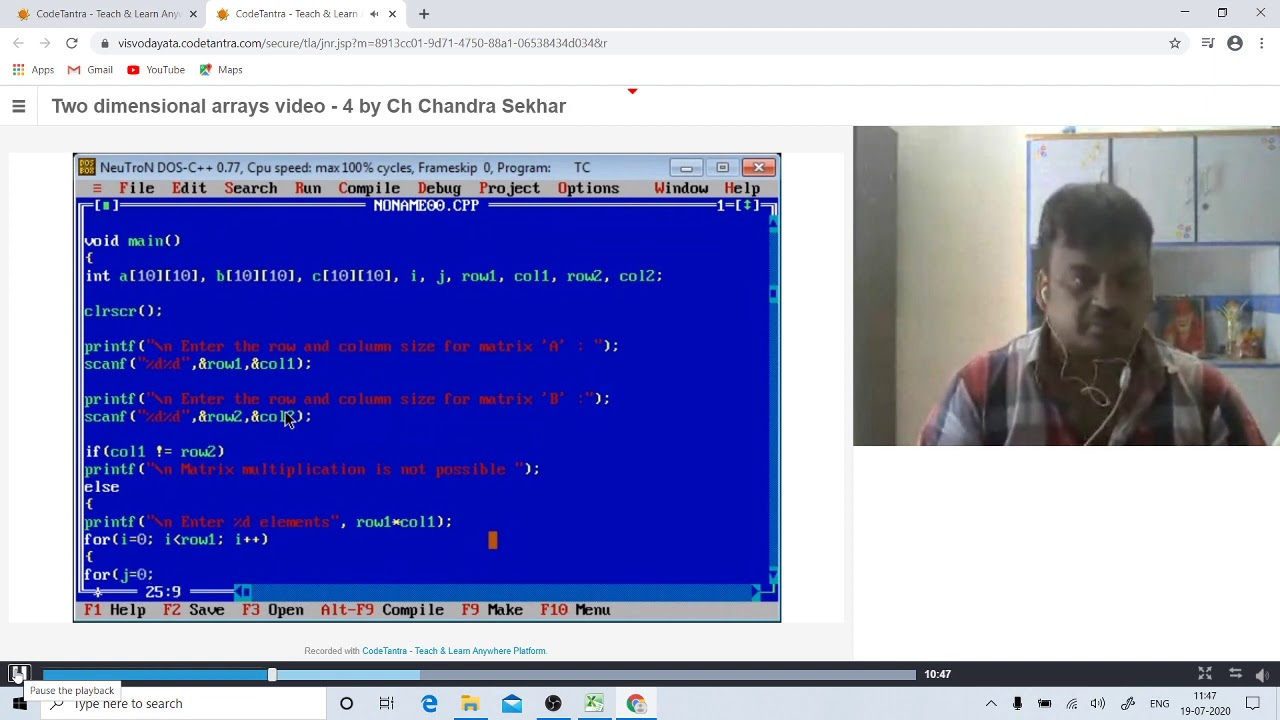 Two dimensional arrays video - 6 08 07 20 - YouTube