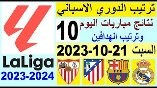 ترتيب الدوري الاسباني وترتيب الهدافين الجولة 10 اليوم السبت 21-10-2023 - نتائج مباريات اليوم