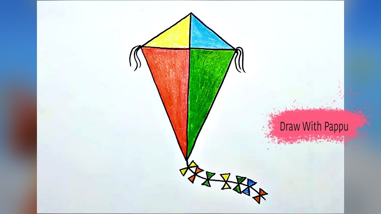 Kite Drawing Easy How To Draw A Kite Easy Step By Step Youtube