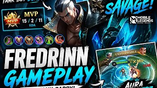 Fredrinn OP Gameplay 🔥 Full Tank Carry | MLBB Aura Gamerz