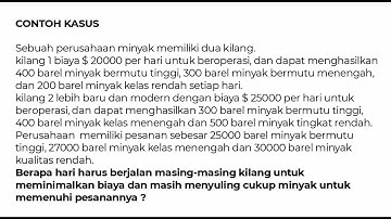 PROGRAM LINIER METODE SIMPLEK STATISTIKA (EXCEL & LINDO)