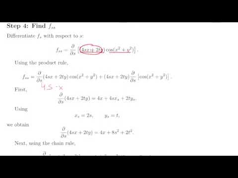 Second Partial Derivatives Using the Chain Rule | f(x,y)=sin⁡(x^2+y^2)